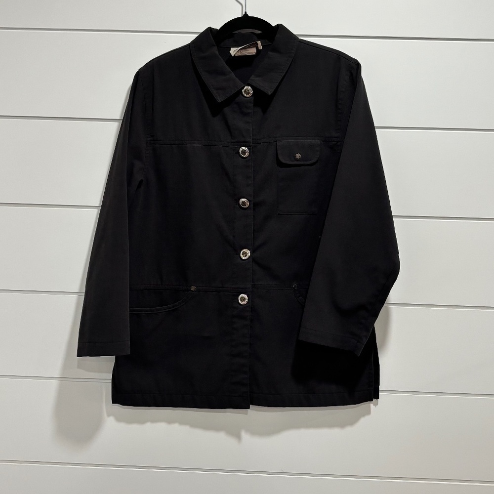 Vintage Authentic Travel Wear by Glensport made in Canada black jacket sz 10P